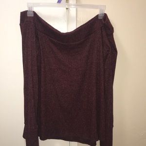 Off the shoulder burgundy top